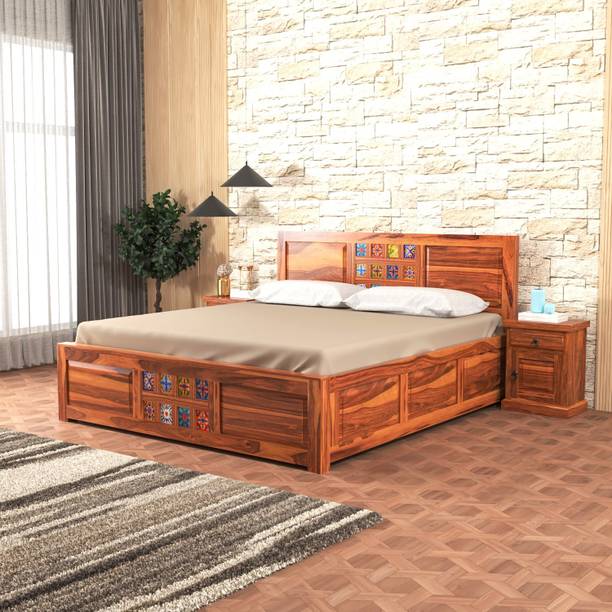 Bhagwati Arts Solid Sheesham Wood King Size For Bedroom/ Hotel | Solid Wood King Box Bed Solid Wood King Box Bed