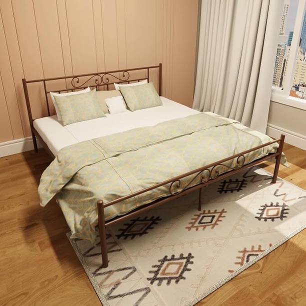 IZZDECOR Heavy-Duty Iron Double Bed - Rust-Proof with Noise-Free & Anti-Slip Support Metal Double Bed