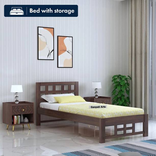 Ganpati Arts Sheesham Wood Simons Bed/Wooden Single Cot For Home/Without Storage Single Bed Solid Wood Single Bed, 95 cm x 205 cm (3.12 ft x 6.73 ft)