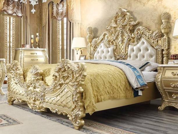 royal wood DEVYANI ROYAL LUXURY PREMIUM TEAK Solid Wood King Box Bed, 170 cm x 100 cm (5.58 ft x 3.28 ft)