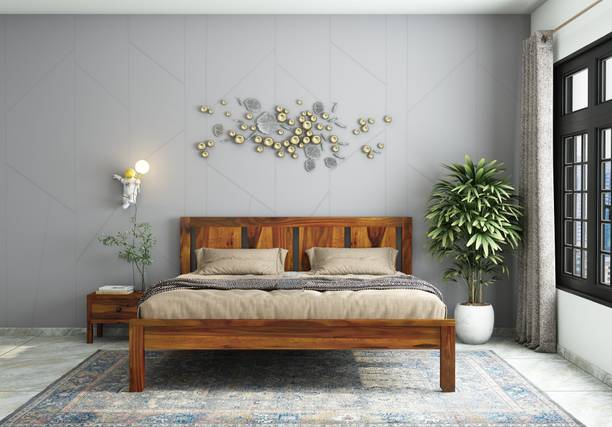AMBICA WOODMART bed king size sheesham wood king size wooden cot for bedroom cot bed living room Solid Wood King Bed