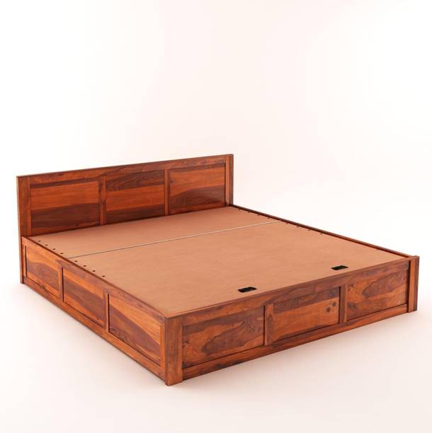 SAVITRIDECOR Sheesham Wood Bed For Bedroom/Wooden Cot/Palaung/Bed With Storage For Home Solid Wood Queen Hydraulic Bed