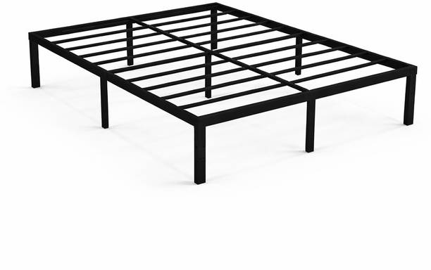 SHIMMERCRAFT Full Size DIY Assembly Metal Bed Frame Black Metal Double Bed, 96 cm x 70 cm (3.15 ft x 2.3 ft)