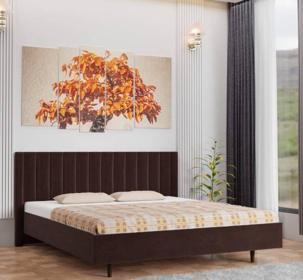 NAPTHRONE COMFY Fabric QUEEN Size Bed With Button Tufted Headboard For Bedroom || Engineered Wood Queen Bed