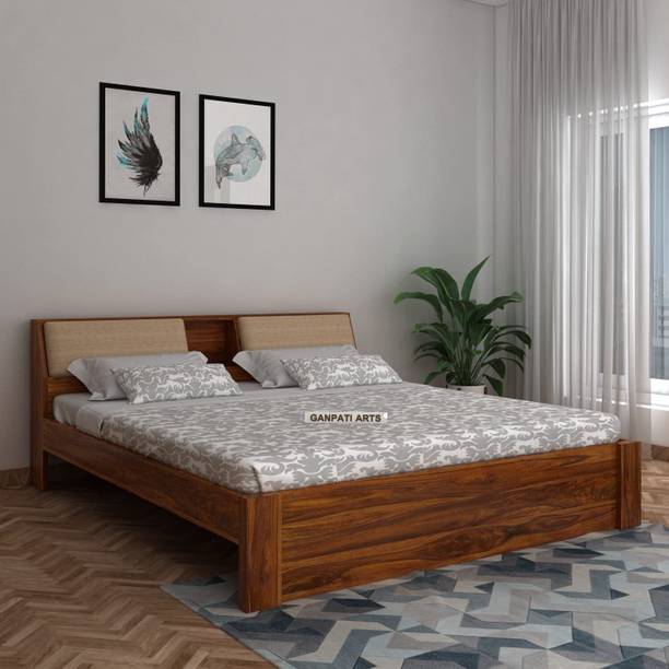 Ganpati Arts Sheesham Wood Mayor Wooden Bed/Cot/Wooden Without Storage Bed For Bedroom/Hotel Solid Wood Queen Bed, 223.52 cm x 157.48 cm (7.33 ft x 5.17 ft)