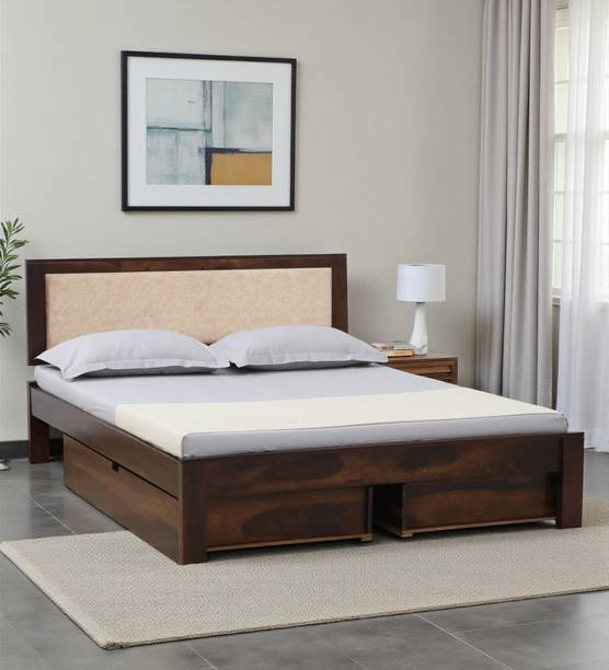Shekhawati Home Kashtha Double Bed with Drawer Storage For Bedroom | Home | Solid Wood King Drawer Bed, 210 cm x 189 cm (6.89 ft x 6.2 ft)