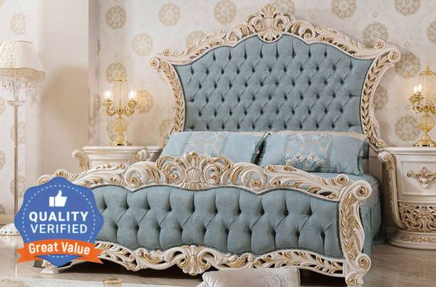 alishaank SELENA ROYAL LUXURY PREMIUM TEAKWOOD 6.5X6 Solid Wood King Box Bed