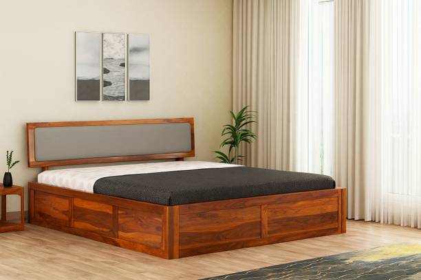 BHWOOD Wooden sheesham wood King size bed with Box storage Solid Wood King Box Bed, 200 cm x 188 cm (6.56 ft x 6.17 ft)