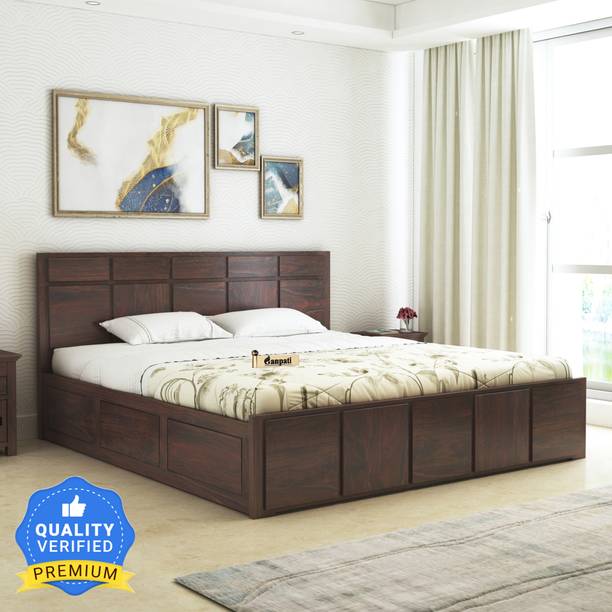 Ganpati Arts Sheesham Scott King Box Storage Bed/Palang/Cot for Bedroom/Home/Hotel Solid Wood King Box Bed