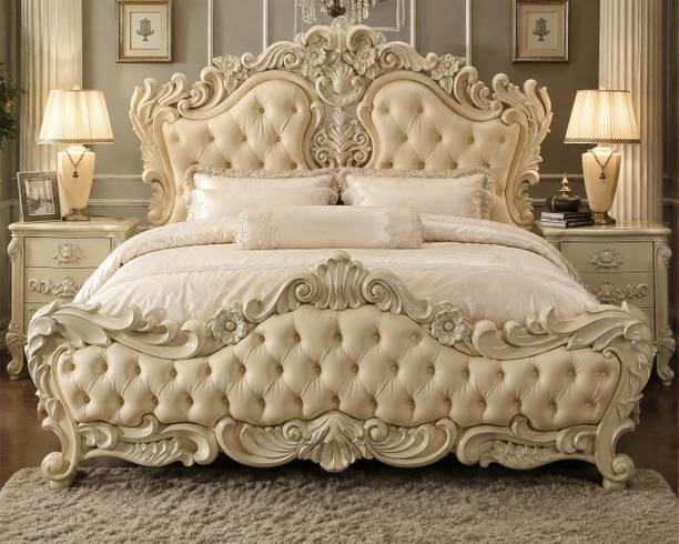 alishaank DEVIKA ROYAL LUXURY PREMIUM TEAKWOOD 6.5X6 Solid Wood King Box, Hydraulic Bed, 184 cm x 185 cm (6.04 ft x 6.07 ft)
