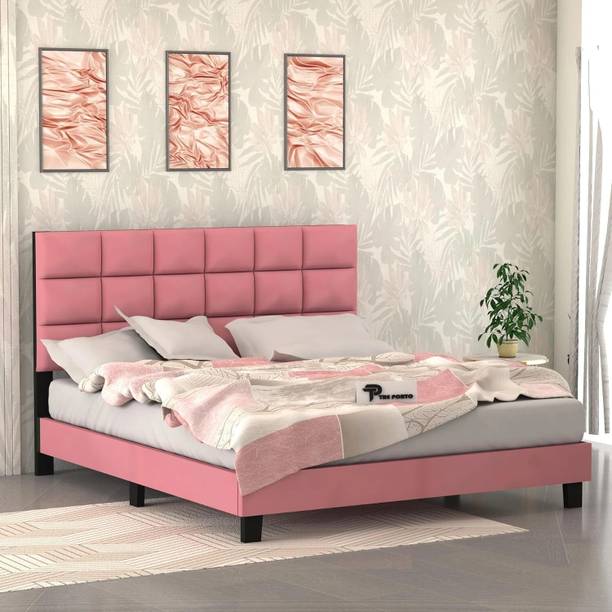 DMKDecor Upholestery Premium Fabric Cot for Home Engineered Wood Queen Bed, 210 cm x 165 cm (6.89 ft x 5.41 ft)
