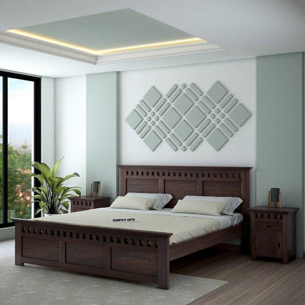 Ganpati Arts Sheesham Wood Queen Size Bed for Bedroom/Home/LivingRoom(Without Storage Bed) Solid Wood King Bed