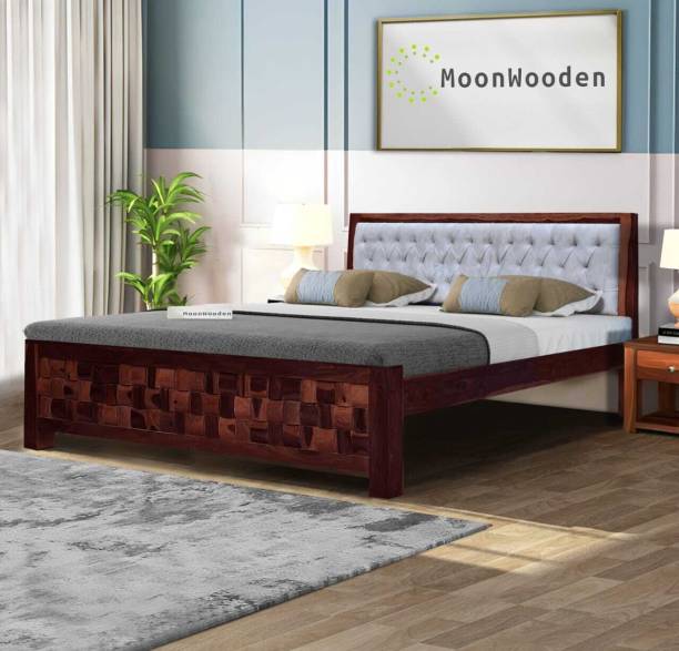MoonWooden Bed Without Storage Wooden Double Bed Solid Wood King Bed