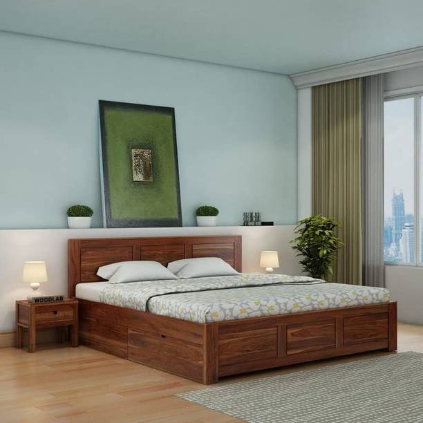 WOODENJOY Sheesham Wood King Bed With Drawers Storage/Wooden Bed With Storage For Home Solid Wood King Drawer Bed
