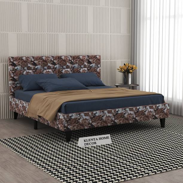 Klenta Home Decor Upholstered Queen Size Bed With Multi Box Design Headboard For Bedroom/ Hotel || Solid Wood Queen Bed