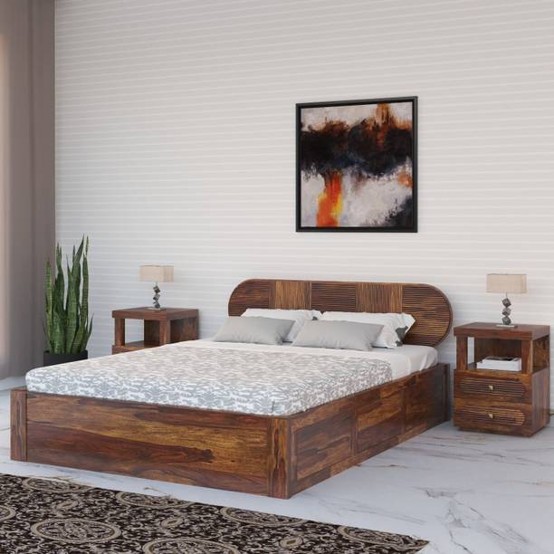 Flipkart Perfect Homes Woodwhiz Sheesham ( Rosewood ) Jodhpur furniture Solid Wood Queen Box Bed, 212.09 cm x 160.02 cm (6.96 ft x 5.25 ft)
