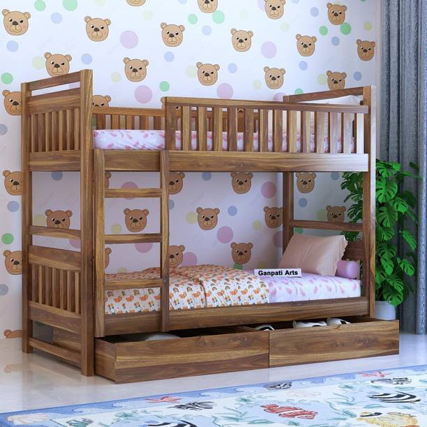 Ganpati Arts Sheesham Wood Swift Bunk Bed With2 Drawer Storage For Kids Bed/Kids Room Solid Wood Single Bed