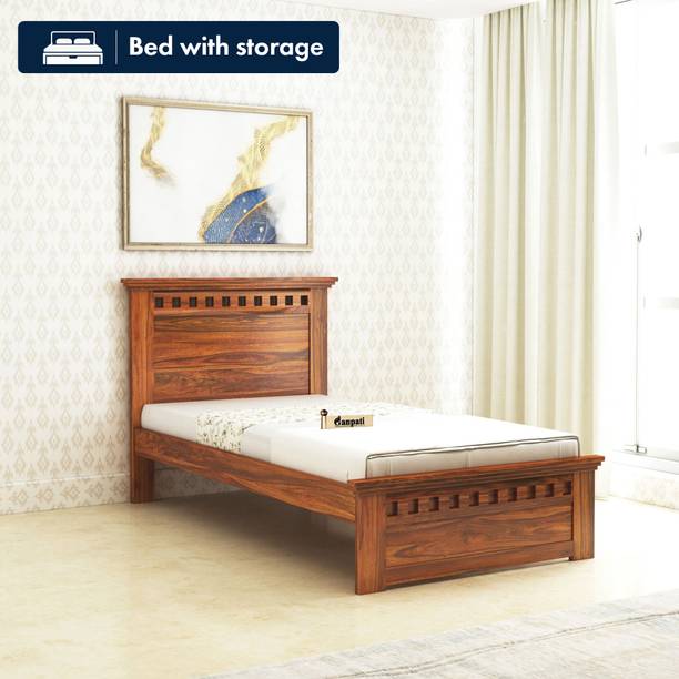 Ganpati Arts Sheesham Wood Armania Bed/Wooden Single Cot For Home/Without Storage Single Bed Solid Wood Single Bed, 198 cm x 106 cm (6.5 ft x 3.48 ft)
