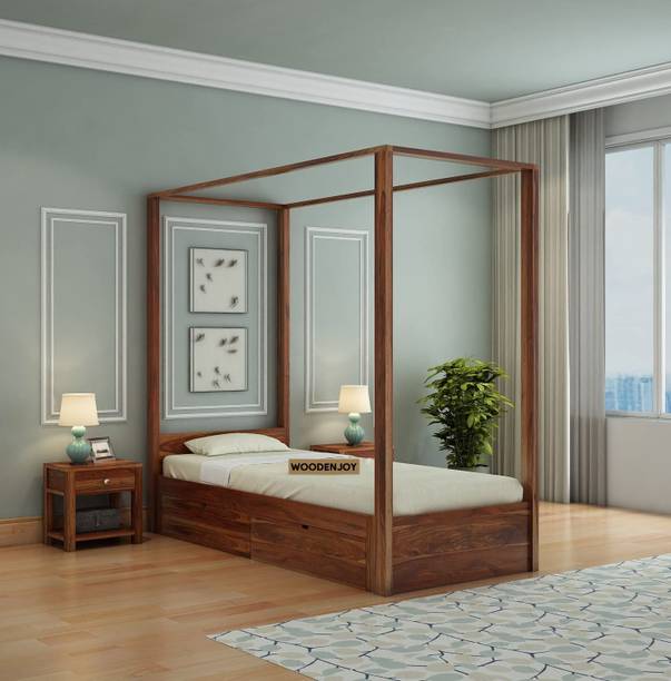 WoodLab Sheesham Wood Single Bed With Drawers Storage/Wooden Single Bed With Storage Solid Wood Single Drawer Bed, 210 cm x 91 cm (6.89 ft x 2.99 ft)