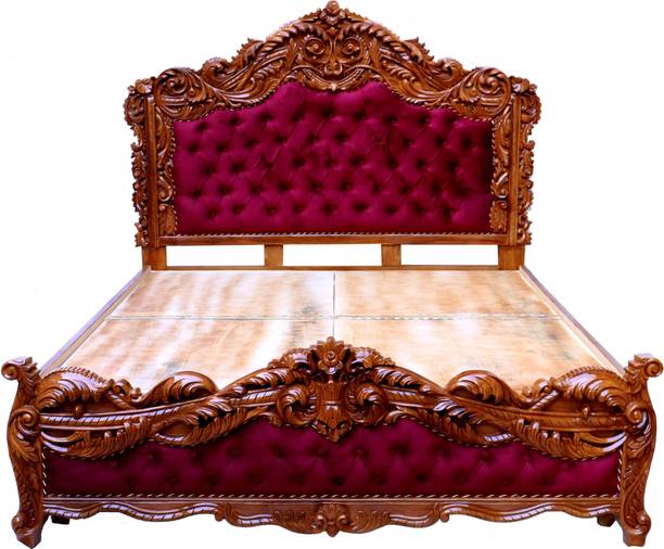 W.S.HANDICRAFTS W.S.HANDICRAFTS Teak wood bed With Storage Box For Living Room king size Solid Wood King Box Bed, 180 cm x 180 cm (5.91 ft x 5.91 ft)