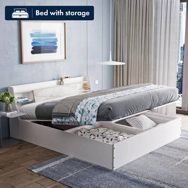Wakefit Castor Engineered Wood King Hydraulic Bed, 223 cm x 191 cm (7.32 ft x 6.27 ft)