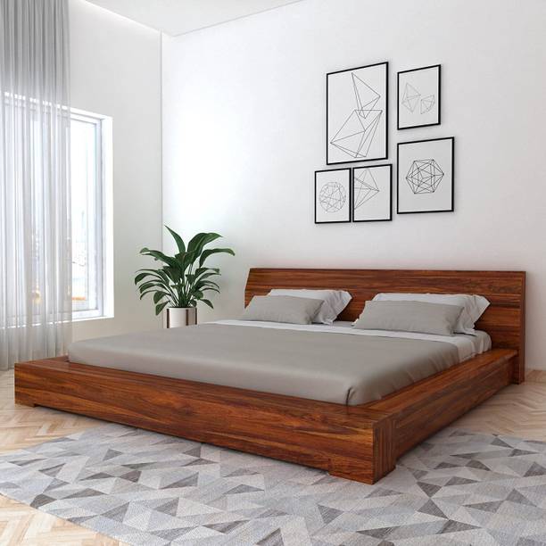 NIDHIWOOD Solid Sheesham Wood Low Height King Size Platform Bed for Bedroom Solid Wood King Bed