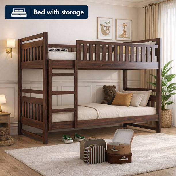 Ganpati Arts Sheesham Wood Swift Bunk Bed Without Storage For Kids/Kids room Solid Wood Single Bed, 99.06 cm x 208.28 cm (3.25 ft x 6.83 ft)