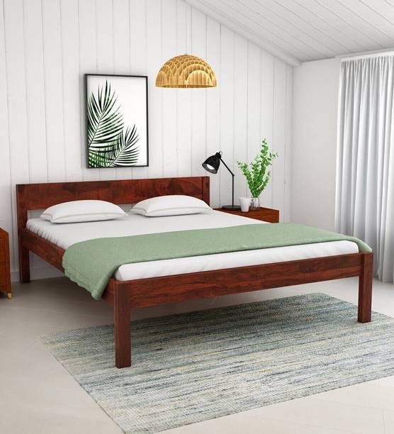 Wopno Furniture Solid Sheesham Wooden Platform King Size Bed/Cot without Storage for Bedroom Solid Wood King Bed