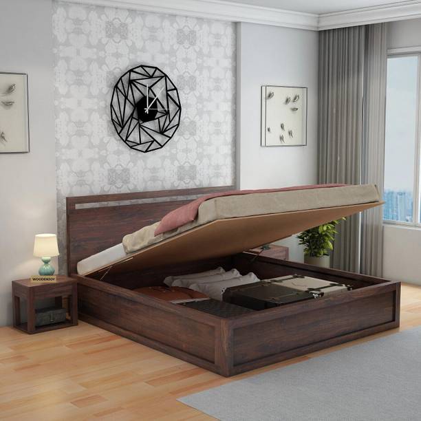 WOODENJOY Sheesham Wood Queen Bed/Wooden Bed With Hydraulic Storage/Wooden Palaung Solid Wood Queen Hydraulic Bed, 204.47 cm x 158.75 cm (6.71 ft x 5.21 ft)