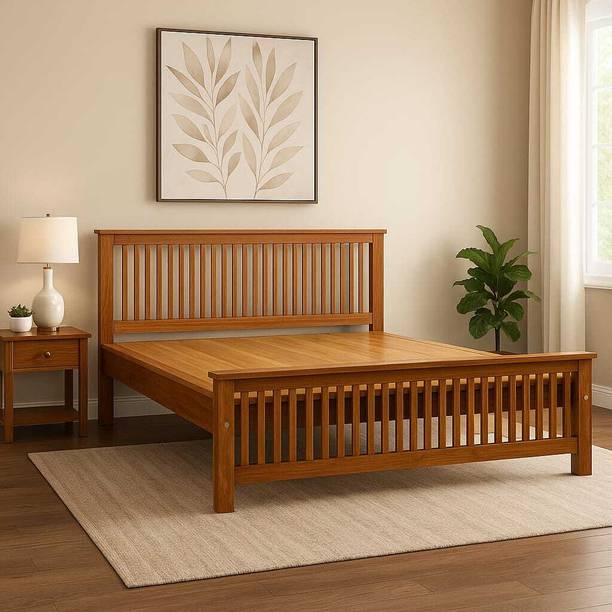 HOME DREAMS LOS I Kerala Teak Wood l Nilambur Furniture I Single Size Bed TEK078Q Solid Wood Queen Bed, 198.12 cm x 153 cm (6.5 ft x 5.02 ft)