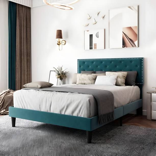 Flipkart Perfect Homes Engineered Wood Upholstered Queen Size Bed With Headboard For Bedroom Engineered Wood Queen Bed