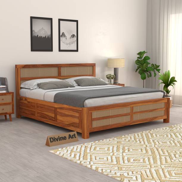 Divine Arts Solid Wood Queen Bed, 205.74 cm x 160.02 cm (6.75 ft x 5.25 ft)