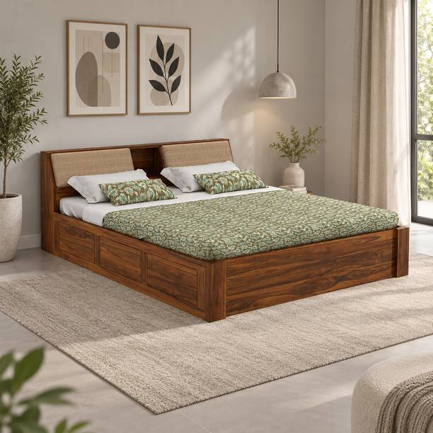 Ganpati Arts Mayor Sheesham Wood Bed/Cot With Box Storage | Solid Wood Queen Box Bed, 224 cm x 157 cm (7.35 ft x 5.15 ft)