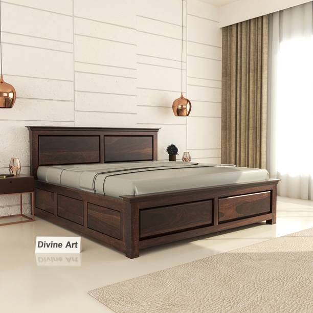 Divine Arts Solid Sheesham Wood Queen Size For Bedroom/ Hotel | Solid Wood Queen Box Bed Solid Wood Queen Box Bed