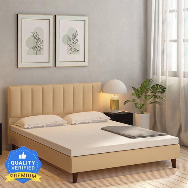 Taskwood Furniture Fabric Queen Size Bed Without Storage For Bed Room, Hotel. Engineered Wood Queen Bed