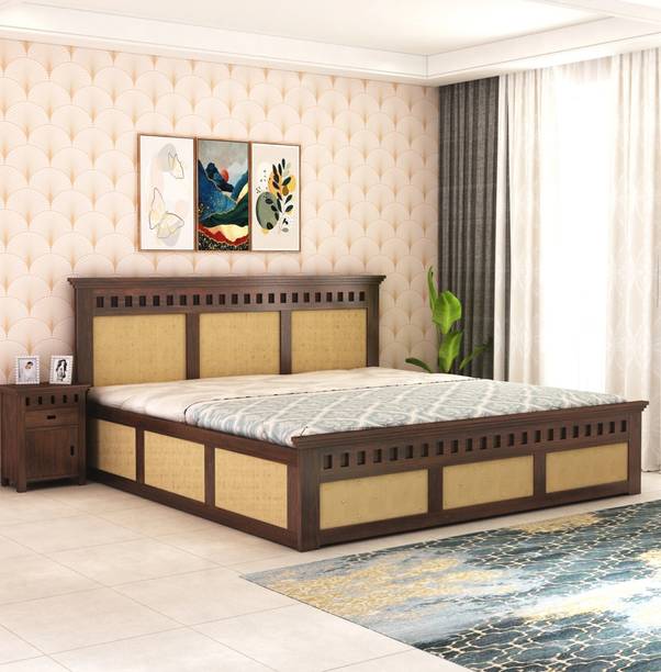 GOYALINTERIOR Sheesham Wood King Bed/Wooden Cot/Wooden Bed With Box Storage For Home Solid Wood King Box Bed