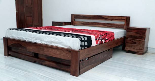Rask Wood Sheesham Wood Queen Bed/Solid Wood Drawer Bed/Queen Bed With Storage For Home Solid Wood Queen Drawer Bed