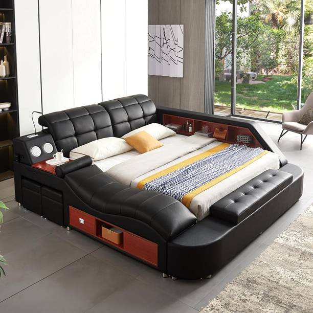 ANR Bazaar Engineered Wood Double Box Bed, 104.5 cm x 86.4 cm (3.43 ft x 2.83 ft)