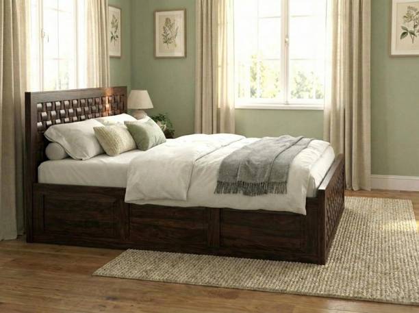 Flipkart Perfect Homes Solid Sheesham Wood King Bed with Wooden Headboard and Box Storage for Bedroom | Solid Wood King Box Bed, 205.74 cm x 187.96 cm (6.75 ft x 6.17 ft)