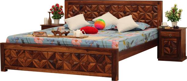 rf royal finish Neo-Floresque KingSize(72"x78") Without Storage,12-Month Warranty,Single Bedside Solid Wood King Bed
