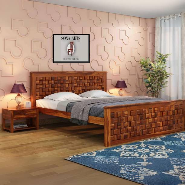 SONA ART & CRAFTS Niwar Bie Bed Queen Natural Solid Wood King Bed