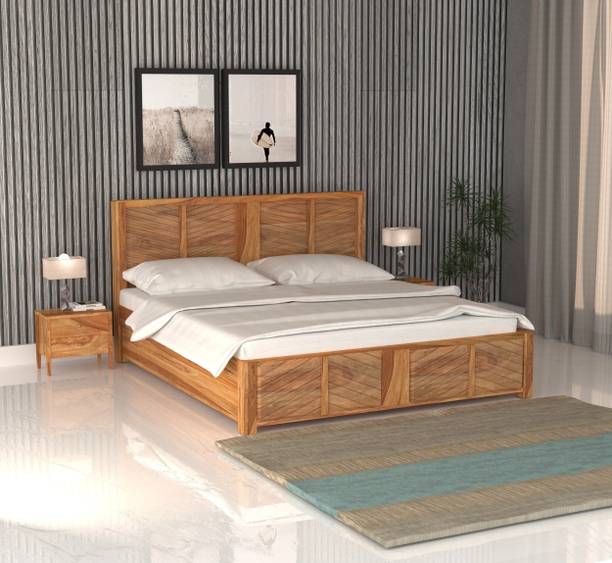 urban twig Zigwood Chevron Series,Naturale Chevron Line,,Chevron Grove Collection Solid Wood King Drawer Bed