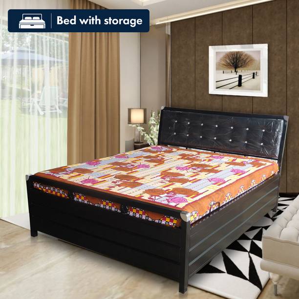 Vibrant Interior Heath Black Metal Double Hydraulic Bed, 190.5 cm x 121.92 cm (6.25 ft x 4.0 ft)