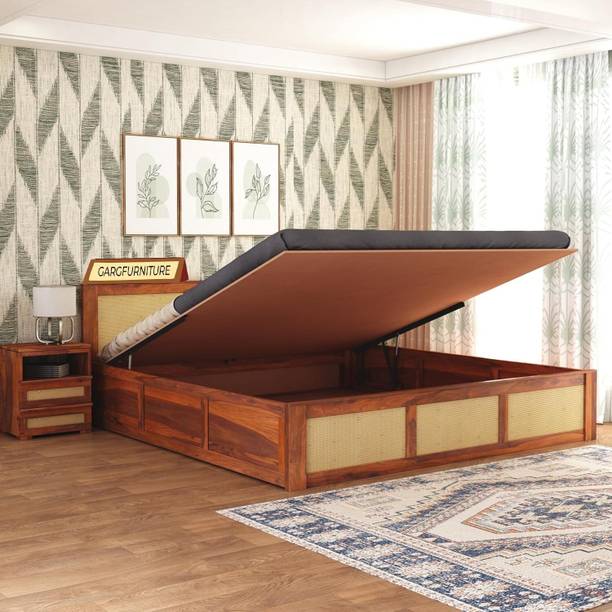 GARGHANDICRAFTS Sheesham Wood Bed/Cot Bed/Palang For Bed Room/Home/Hotel Solid Wood King Hydraulic Bed