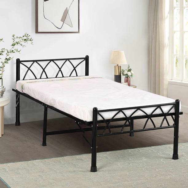 Delite Kom Mario Foldable Metal Single Bed (6.7x3ft) | Heavy Load | 1 Year Warranty Strong Metal Single Bed, 204.5 cm x 92 cm (6.71 ft x 3.02 ft)