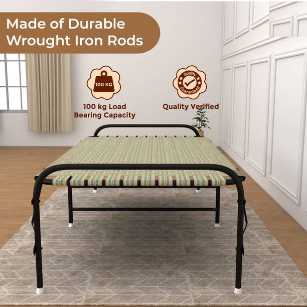 CBX Single Size Folding Bed | Niwar Folding Bed with Head Support Metal Single Bed