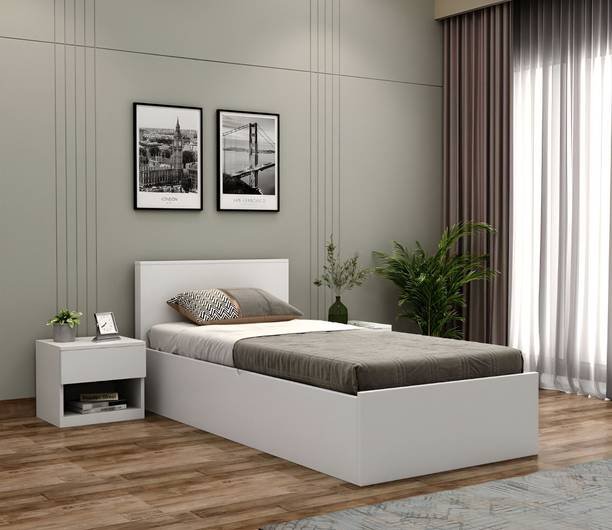 Floresta Wud Engineered Wood Single Bed With Box Storage ( Without Bedside Table ) Engineered Wood Single Box Bed