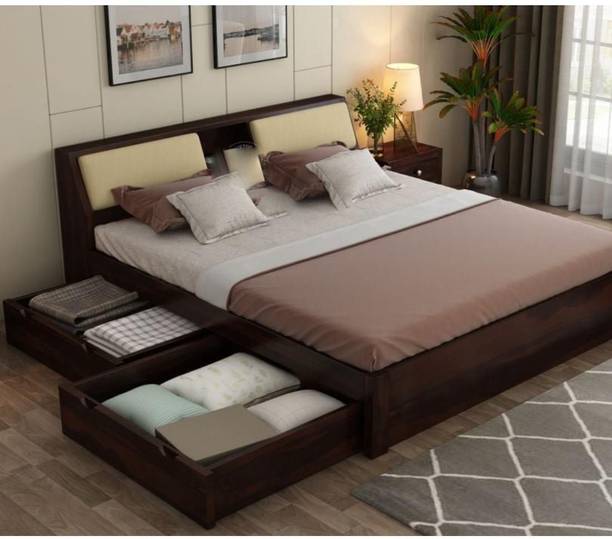 AMBICA WOODMART Sheesham Wood Queen Size Bed Queen Size Bed With Drawer Storage Queen Size cot Solid Wood Queen Drawer Bed