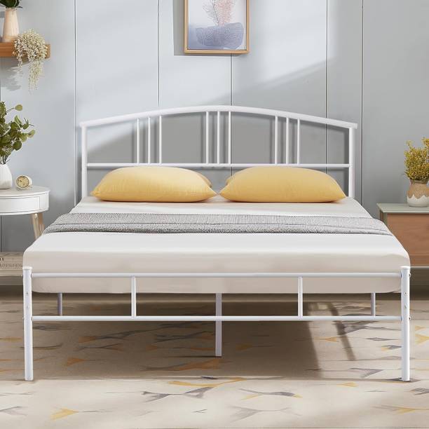 ADORN MART Metal Platform Bed with Headboard and Footboard, Heavy Duty Mattress. Metal King Bed