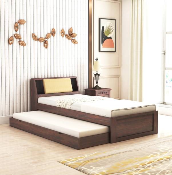 Ganpati Arts Sheesham Wood Mayor Wooden Single Cot For Home/Single Trundle Bed With Storage Solid Wood Single Drawer Bed